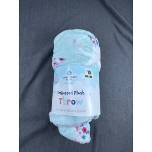 Comfort Bay Kids Embossed Plush Throw Blanket Floral‎ Design Soft Cozy